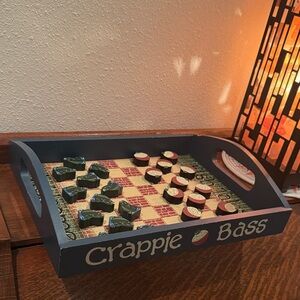 Fish Tales Welcome Crappie-Bass-Catfish-Bream Themed Checkerboard Game Set
